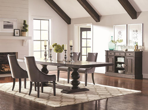 Phelps 5-Piece Rectangular Trestle Dining Set Antique Noir and Grey image