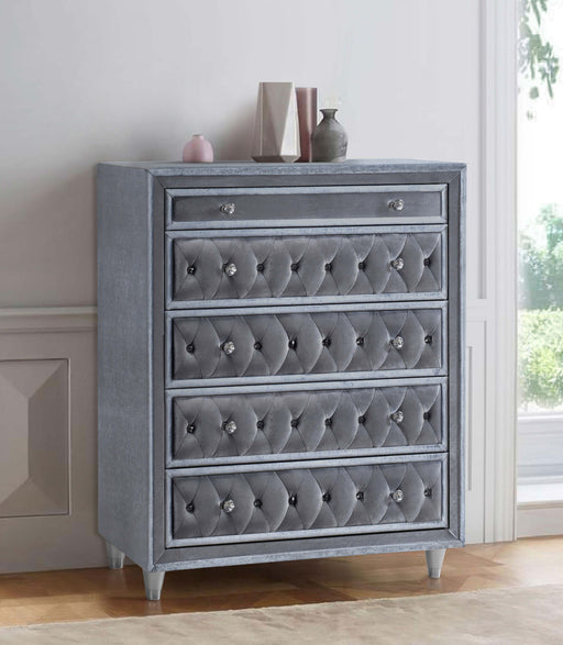 Antonella 5-drawer Upholstered Chest Grey image